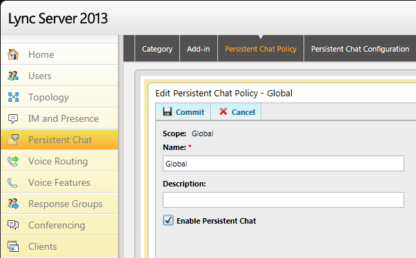 cscp - Persistent Chat - Edit Global Policy
