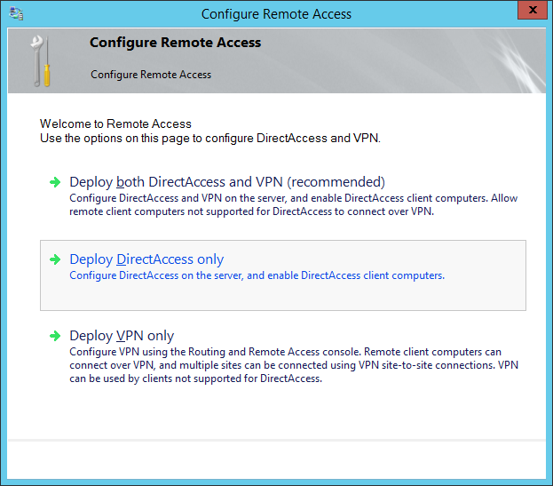 deploy both direct access and vpn service