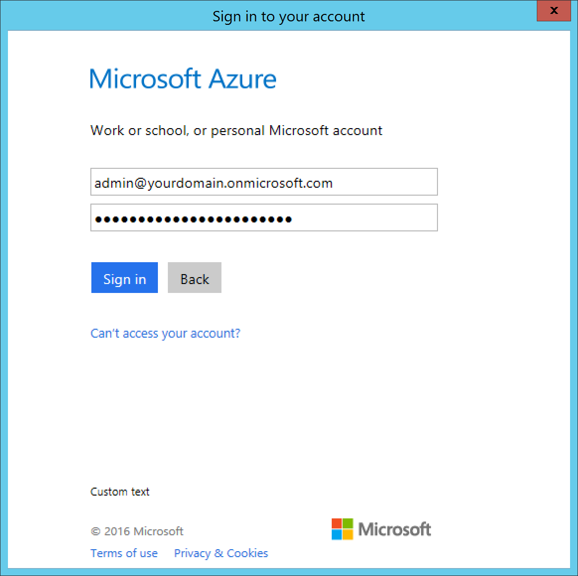 Microsoft Azure Active Directory Application Proxy Connector - Credential Prompt