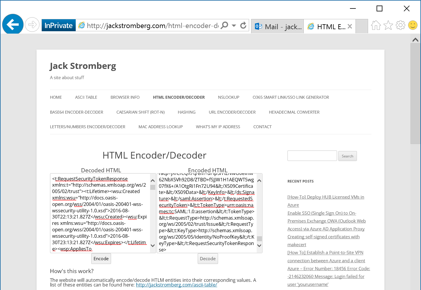 JackStromberg - HTML Encoder - Decoder - SAML