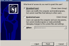 Windows 2000 - Add New User - Level of Access