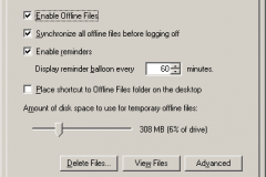 Windows 2000 - Folder Options - Offline Files