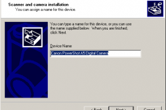 Windows 2000 - Scanner and Camera Installation Wizard - Name for this device