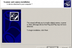 Windows 2000 - Scanner and camera Installation Wizard - Begin Installation