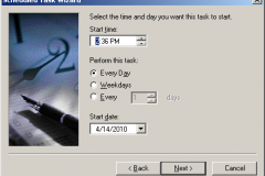 Windows 2000 - Scheduled Task Wizard - Select time and day