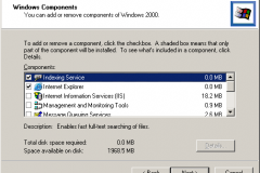 Windows 2000 - Windows Components Wizard - Add or Remove Components