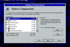 Windows 95 Setup Wizard - Select Components