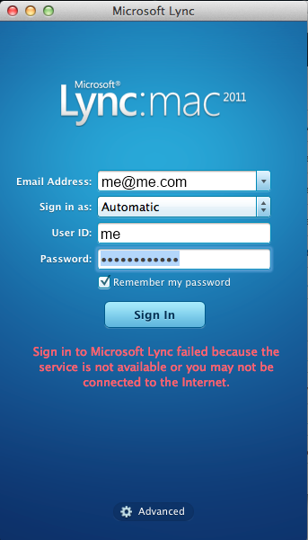 microsoft lync for mac not working