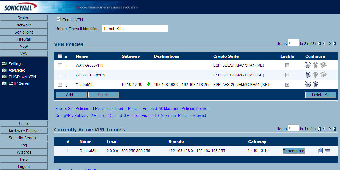 sonicwall voip over vpn