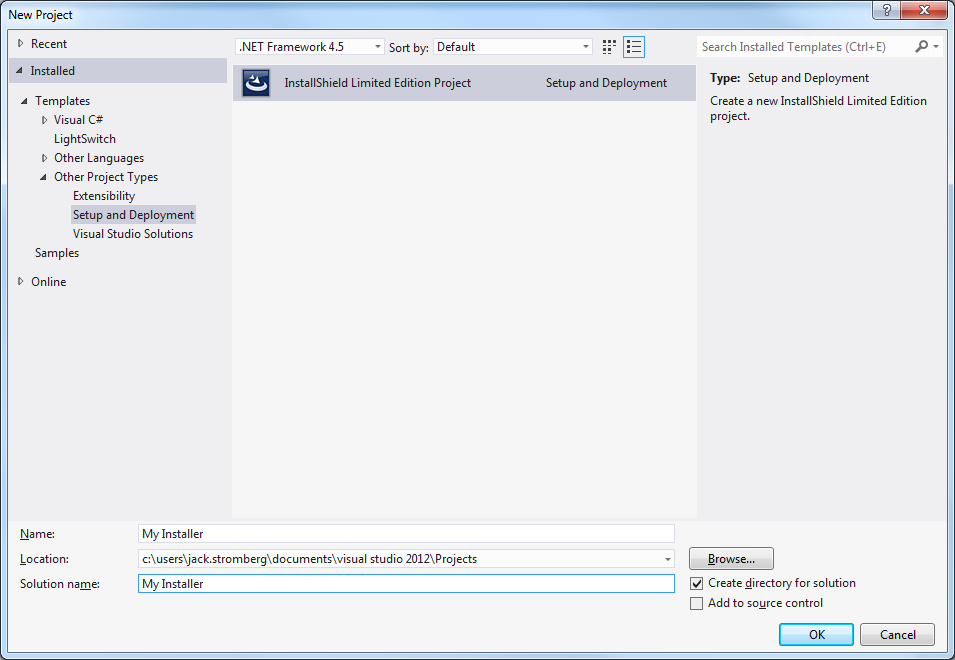 Installshield Limited Edition für Visual Facility 2012 Windows Service