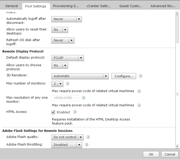 VMware Horizon View VM Pool HTML Access