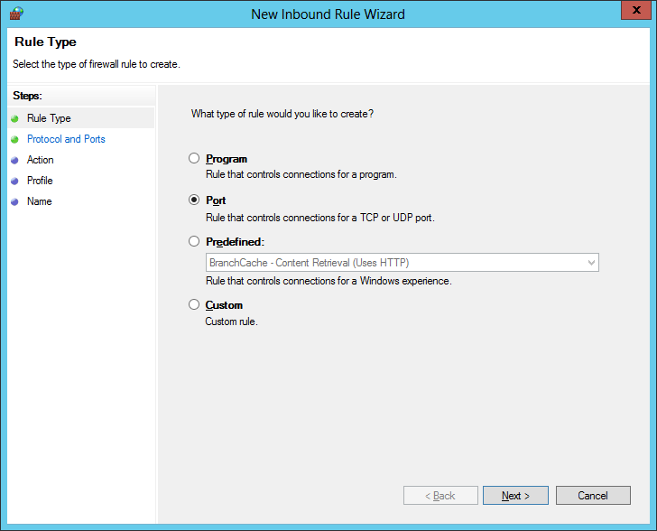 New Inboud Rule Wizard - Port