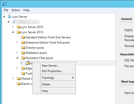 New Server - Persistent Chat - Lync Topology Builder