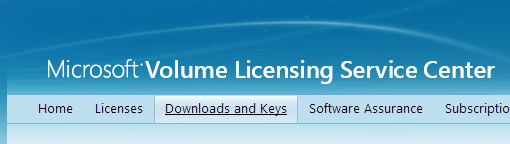 Volume Licensing Service Center - Downloads and Keys