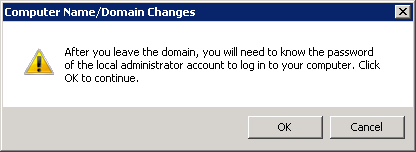 Computer Name - Domain Changes - Leave domain dialog