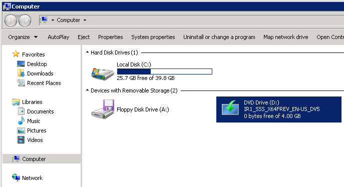 Windows Server 2012 R2 - Mounted DVD