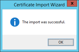 Certificate Import Wizard - Successful