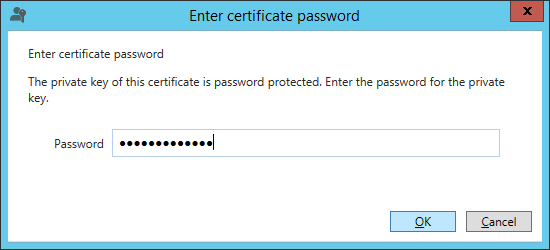 Enter certificate password