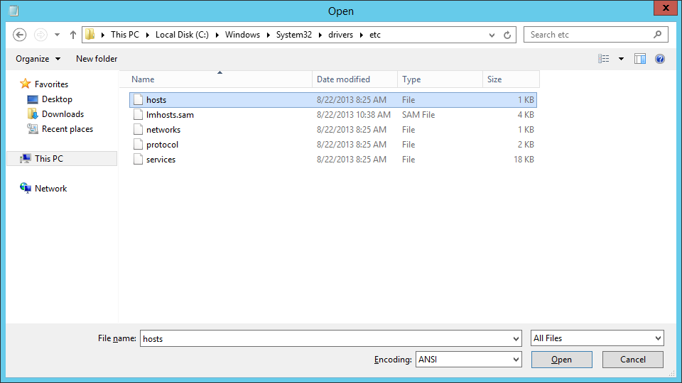 Server 2012 - Hosts file