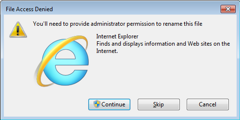 File Access Denied - Internet Explorer