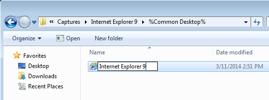 Rename Internet Explorer 9 Shortcut