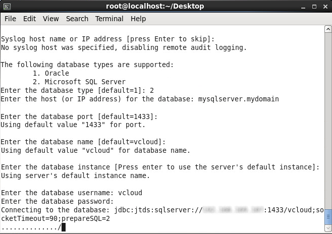 Install vmware-vcloud-director-5.5 - Microsoft SQL Server - database password