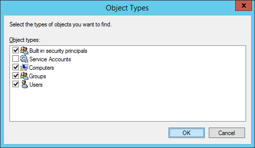 Select Active Directory Object - Object Types