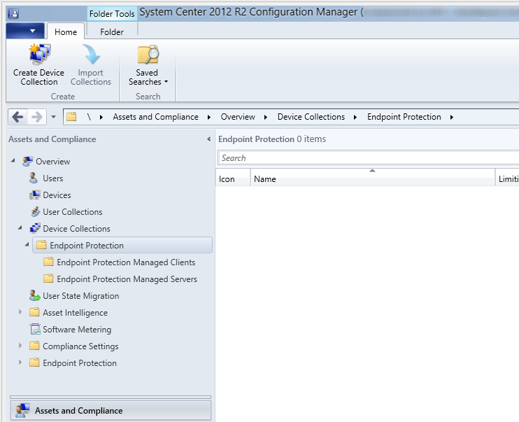 System Center 2012 R2 Configuration Manager - Assets and Compliance - Device Collections - Endpoint Protection Managed Clients-Servers