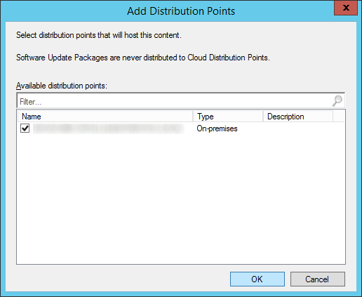 System Center 2012 R2 Configuration Manager - Create Automatic Deployment Rule Wizard - Endpoint Protection - Deployment Package - Distribution Points - Add