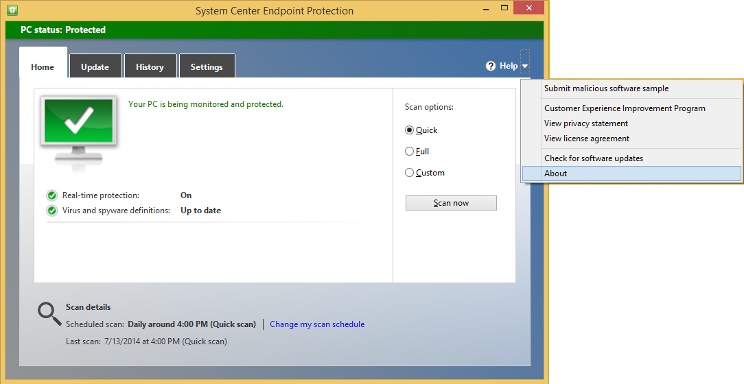 System Center Endpoint Protection Client - About