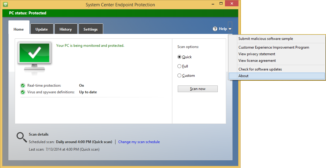 uninstall system center endpoint protection