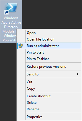 Windows Azure Active Directory Module for Windows PowerShell