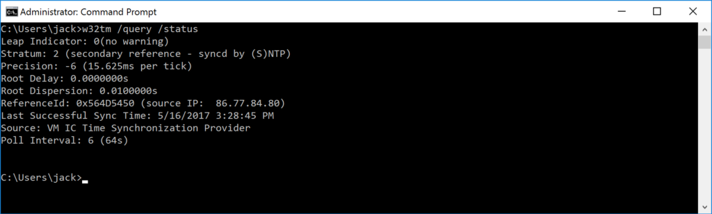 w32tm query status – vm ic time synchronization provider | Jack Stromberg