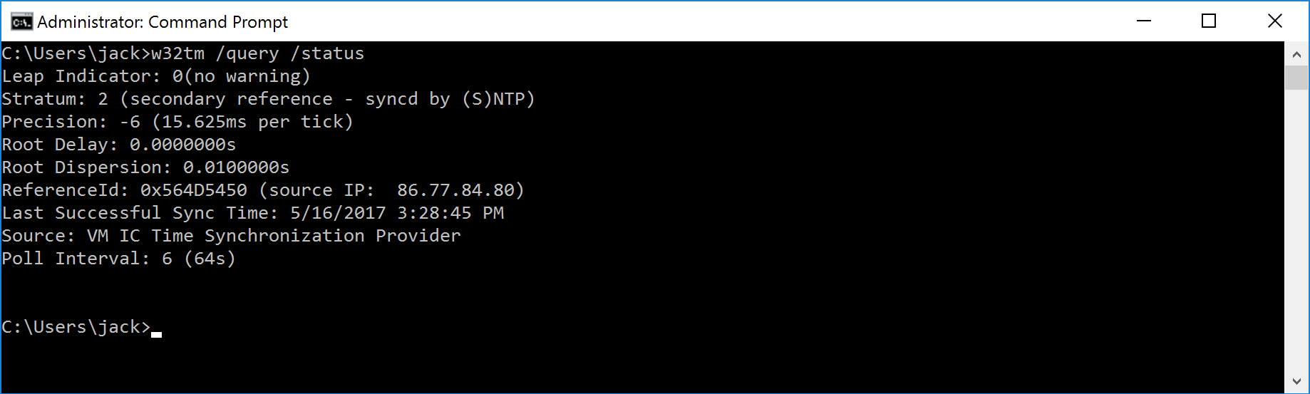 W32tm Query Status Vm Ic Time Synchronization Provider Jack Stromberg