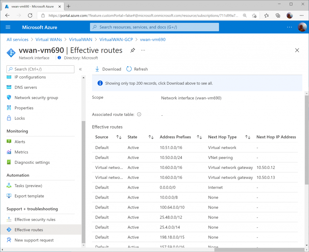 Establishing a GCP VPN Tunnel to Azure Virtual WAN; Active/Active BPG ...